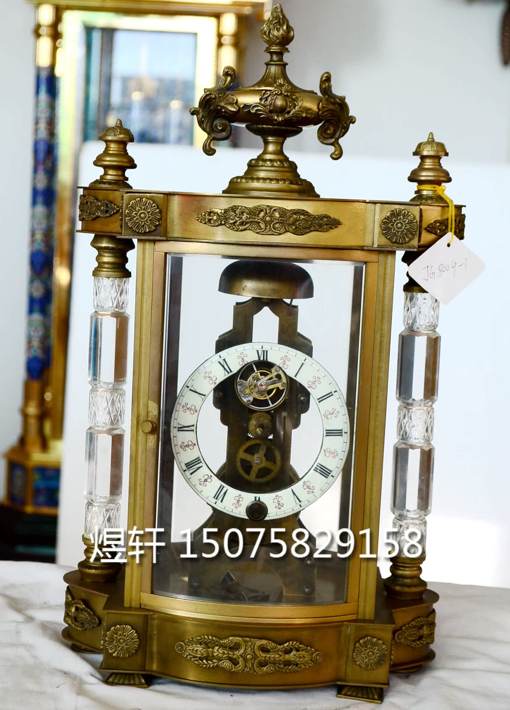 钟表陀飞轮四明欧式古典仿古机械座钟上弦台钟做旧仿古董钟.